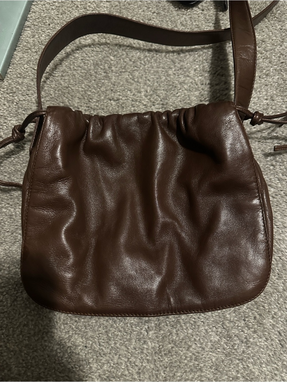 Vintage Loewe Dark Brown Leather Drawstring Shoulder Bag - Picture 9 of 11